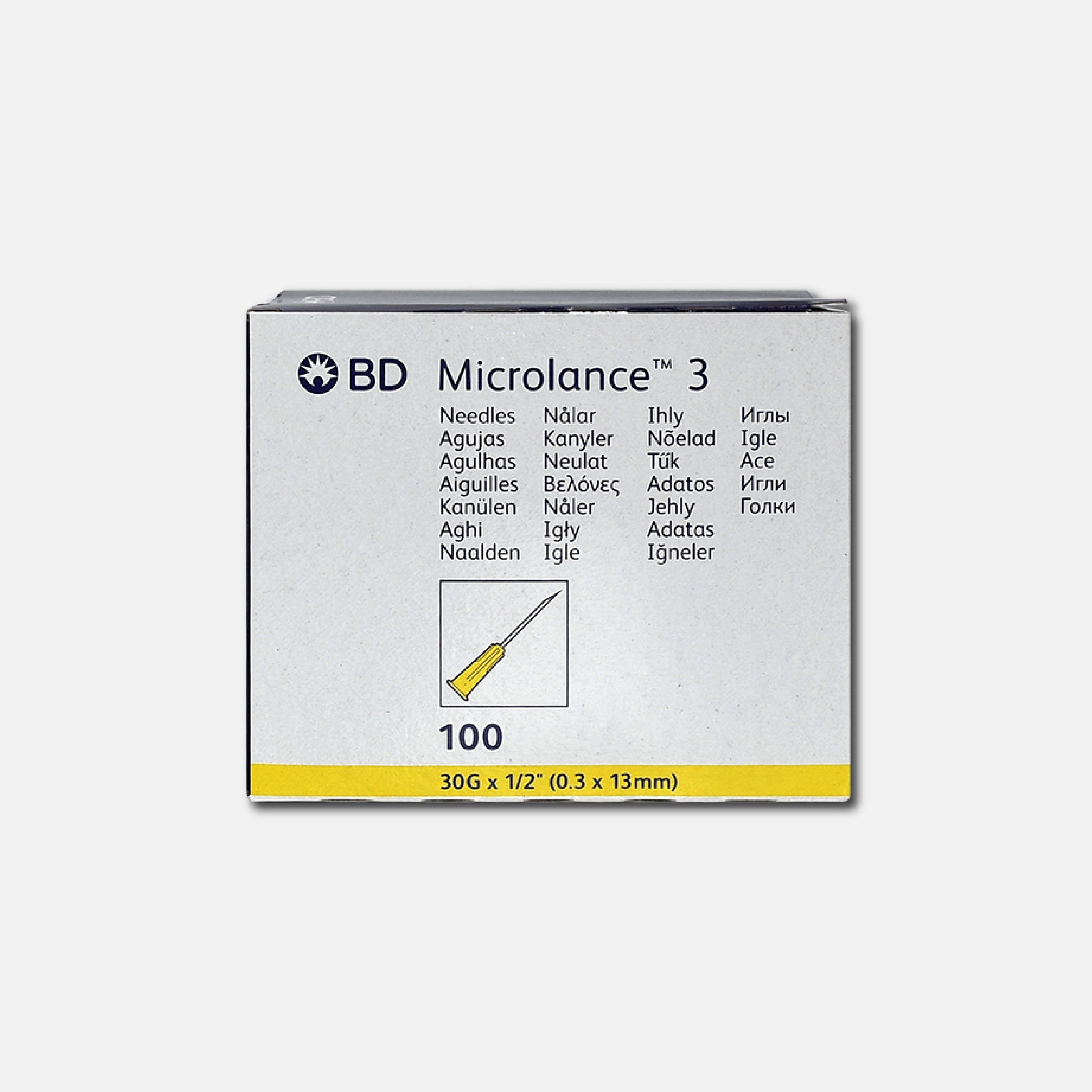 BD Microlance 3 Needles Yellow 30g x 0.5" x (Box of 100)